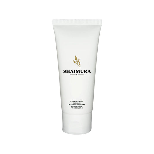 Shaimura Aloe Hydration Facial Cleanser in a white tube for dry skin hydration and gentle cleansing.